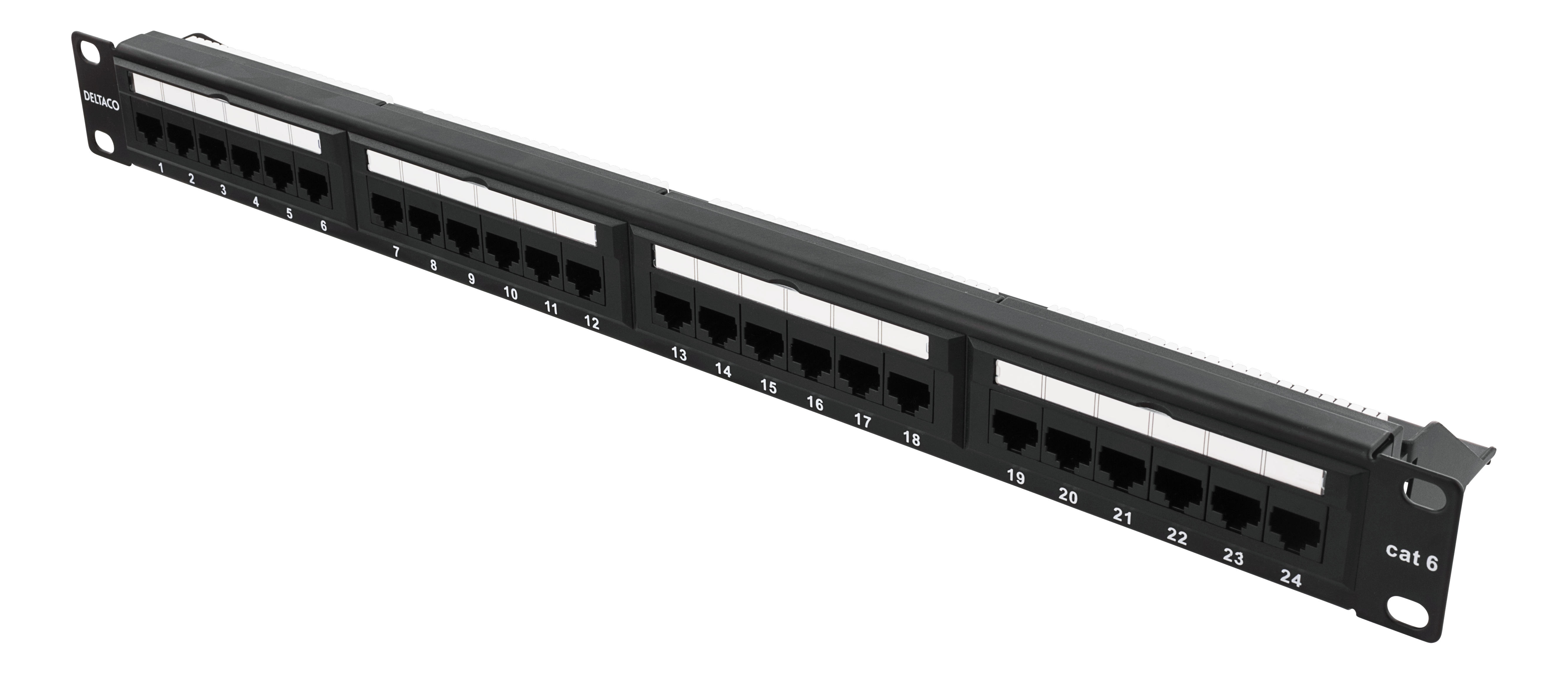 19" kytkentäpaneeli 24xRJ45, Cat6, UTP, Krone-rimat, 1U, musta Toissijaiskuva