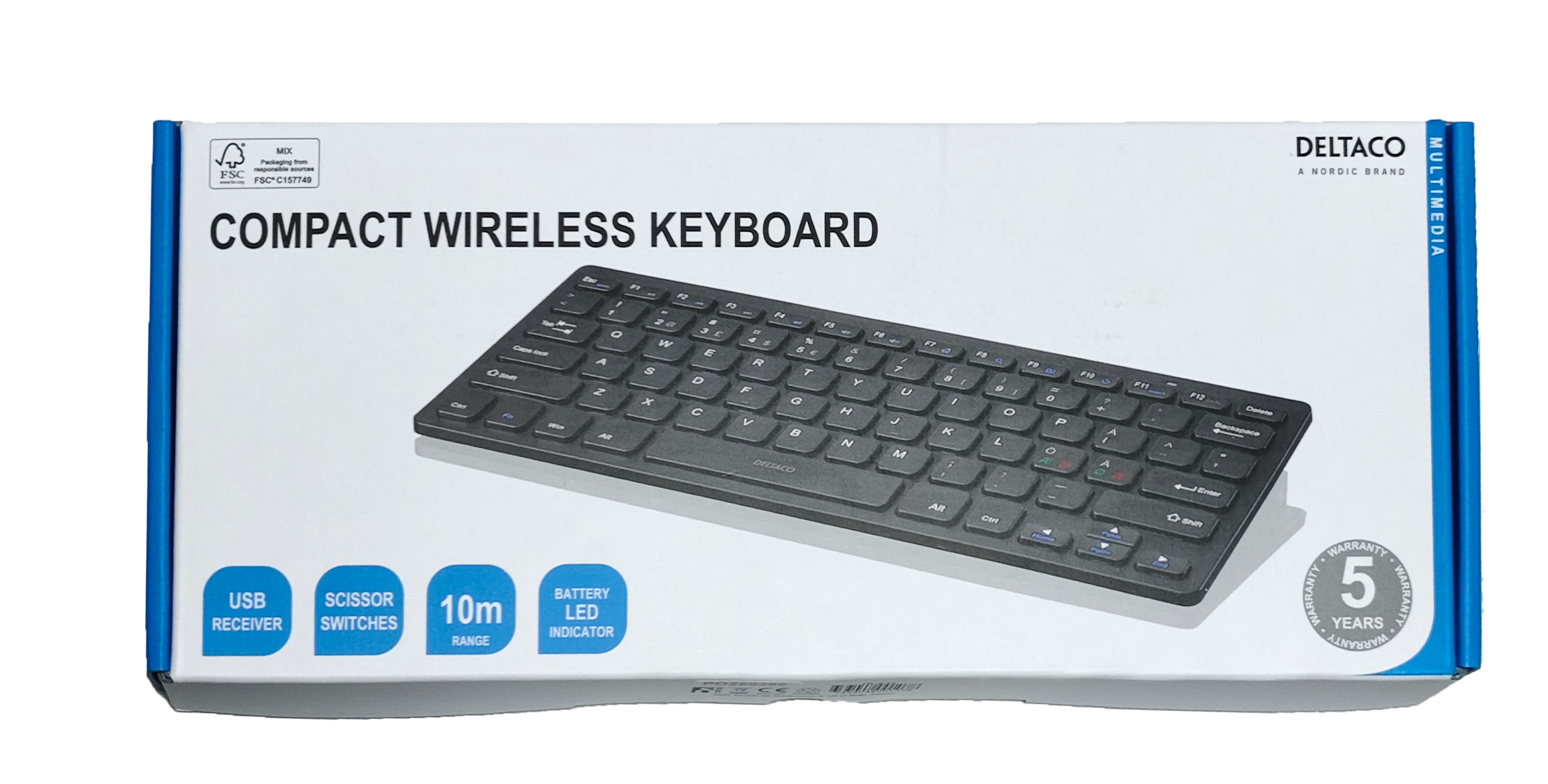 Langaton mininäppäimistö, hiljaiset näpp, 10m Toissijaiskuva