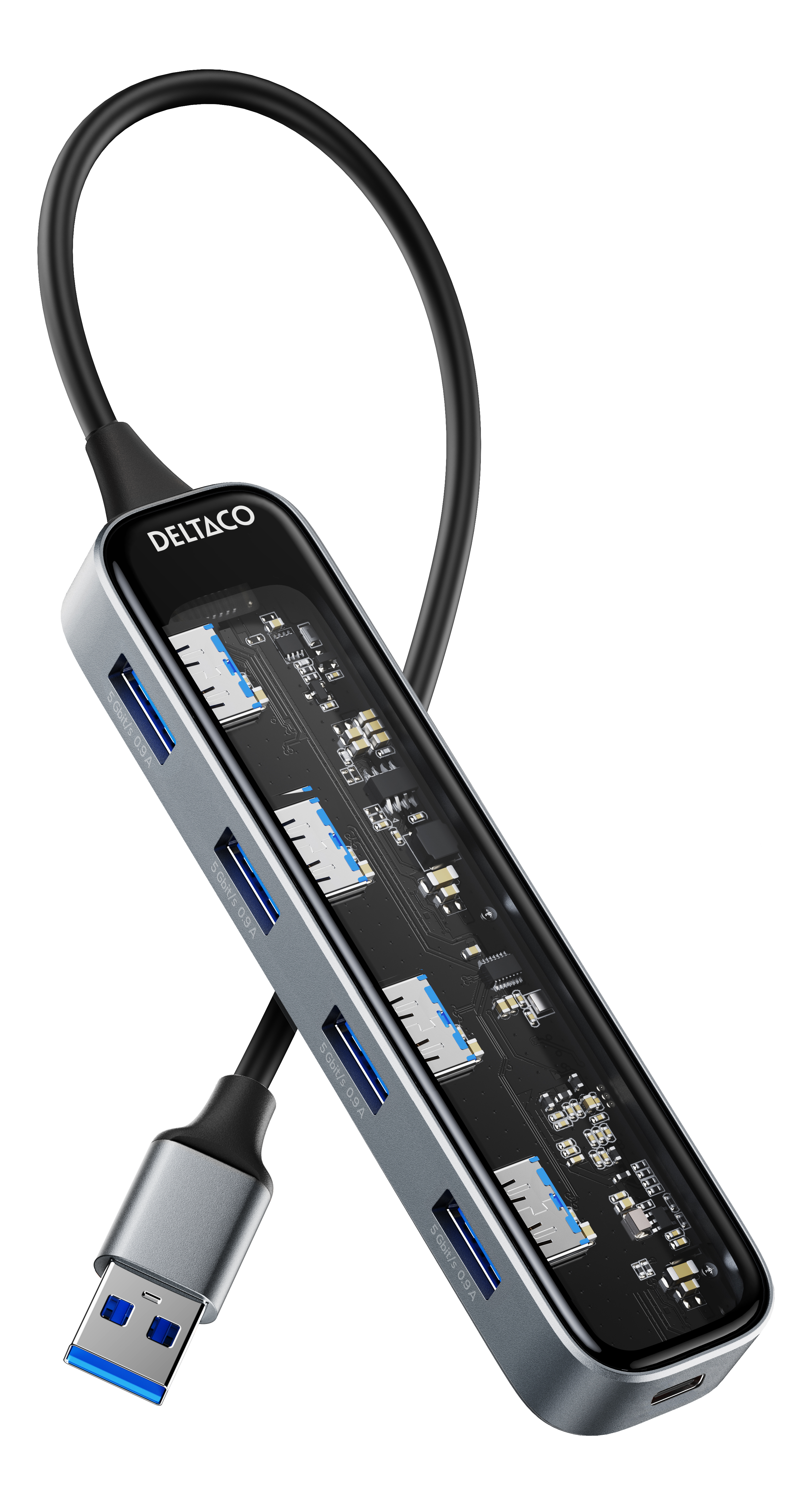 USB-A Hub, 5 Gbit/s, 4x USB-A, läpinäkyvä Toissijaiskuva