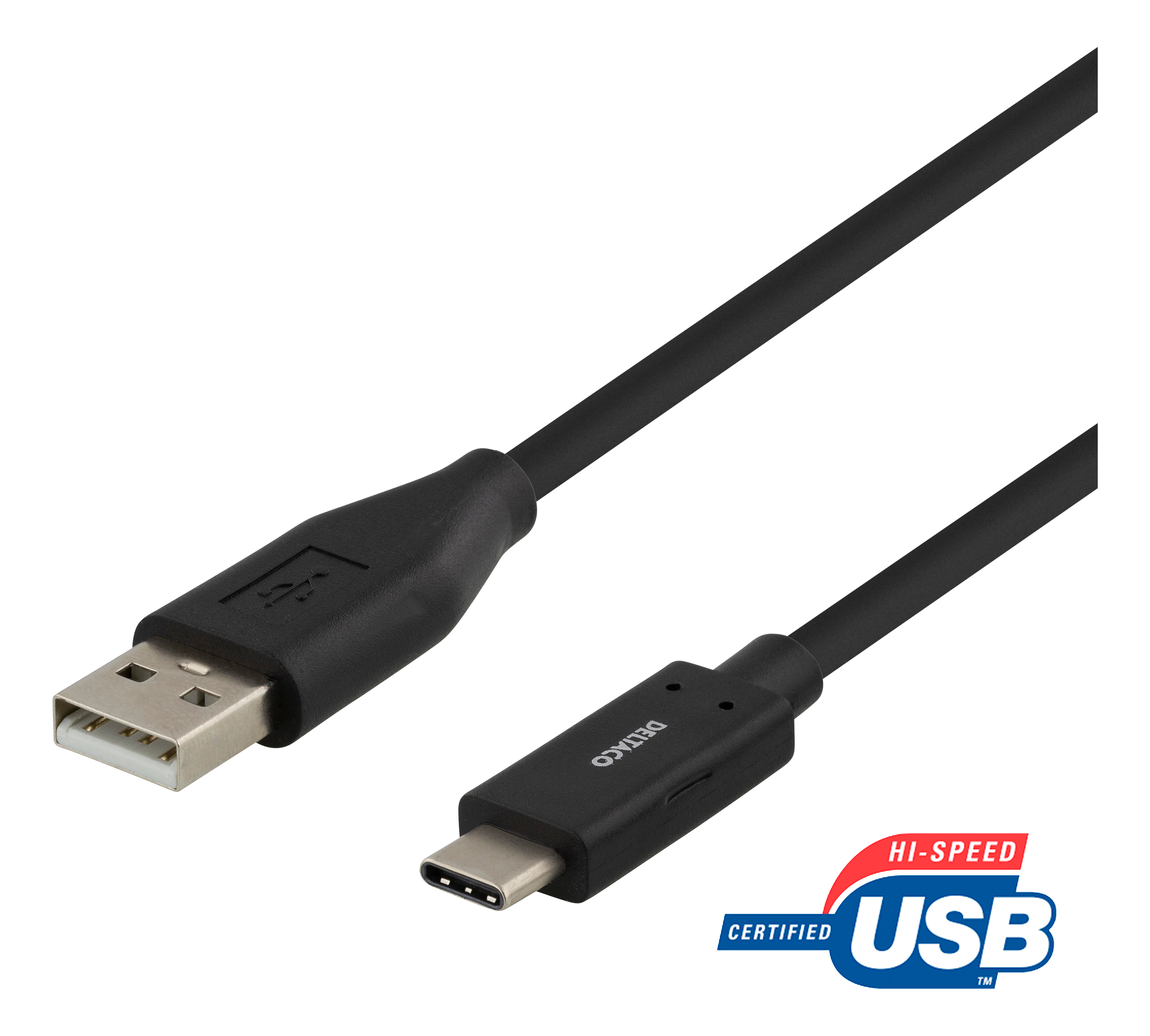 USB 2.0 -kaapeli, Type A - Type C uros, 2m, musta Toissijaiskuva