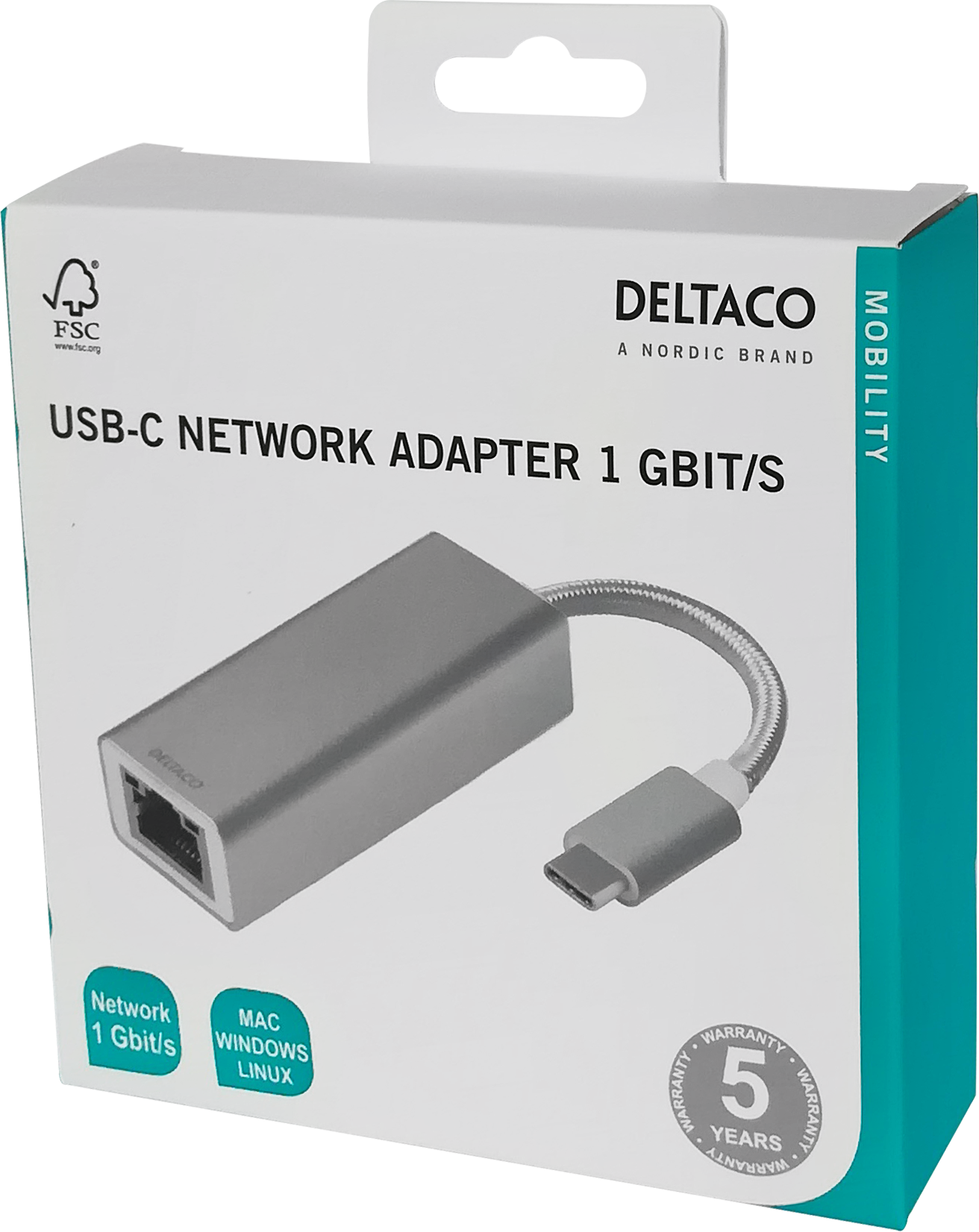 PRIME USB-C-verkkosovitin, Gigabit, RJ45, alumiinia, hopea Toissijaiskuva