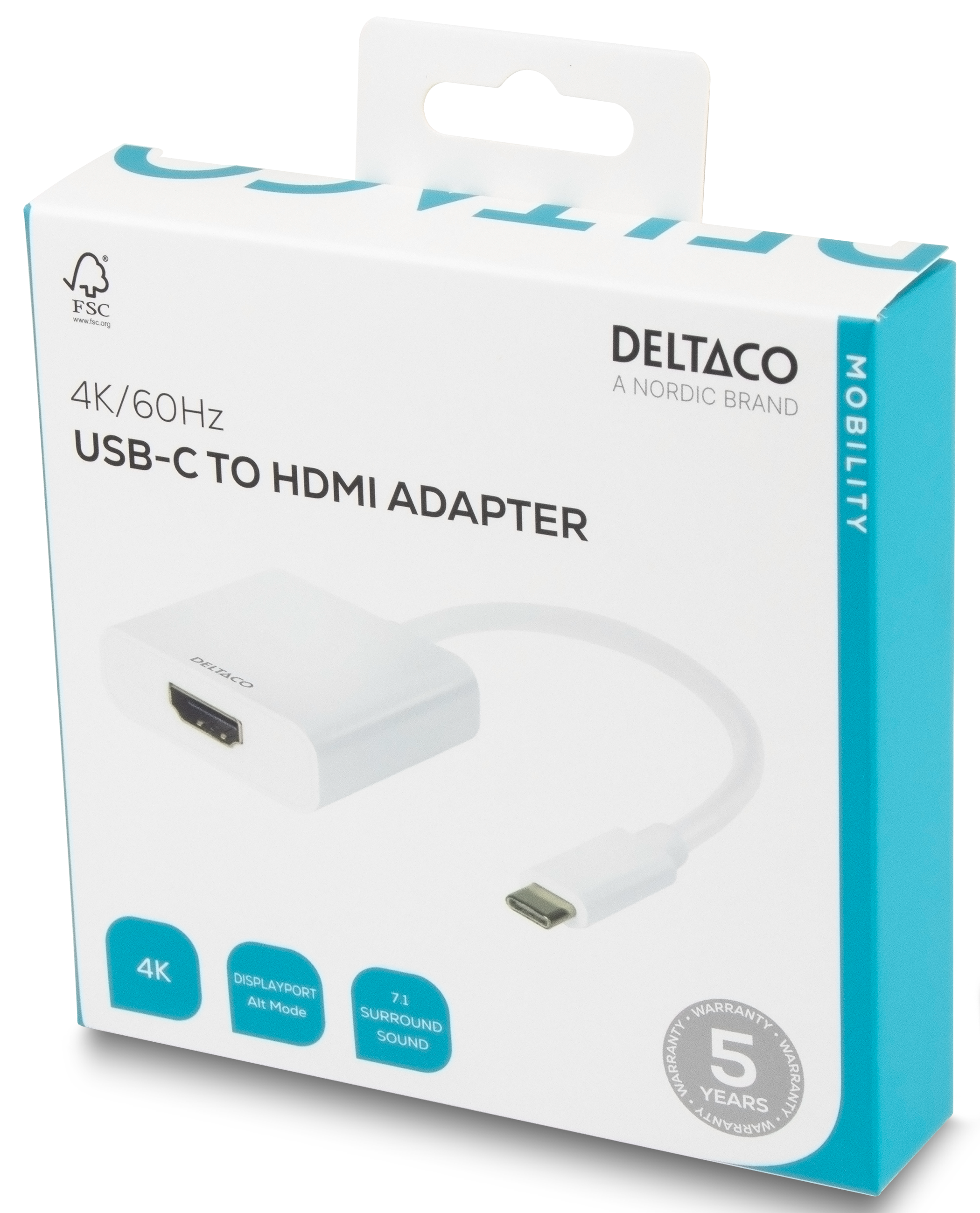 Sovitin USB 3.1 - HDMI, Type C ur - HDMI na, 4K, UHD, valk. Toissijaiskuva