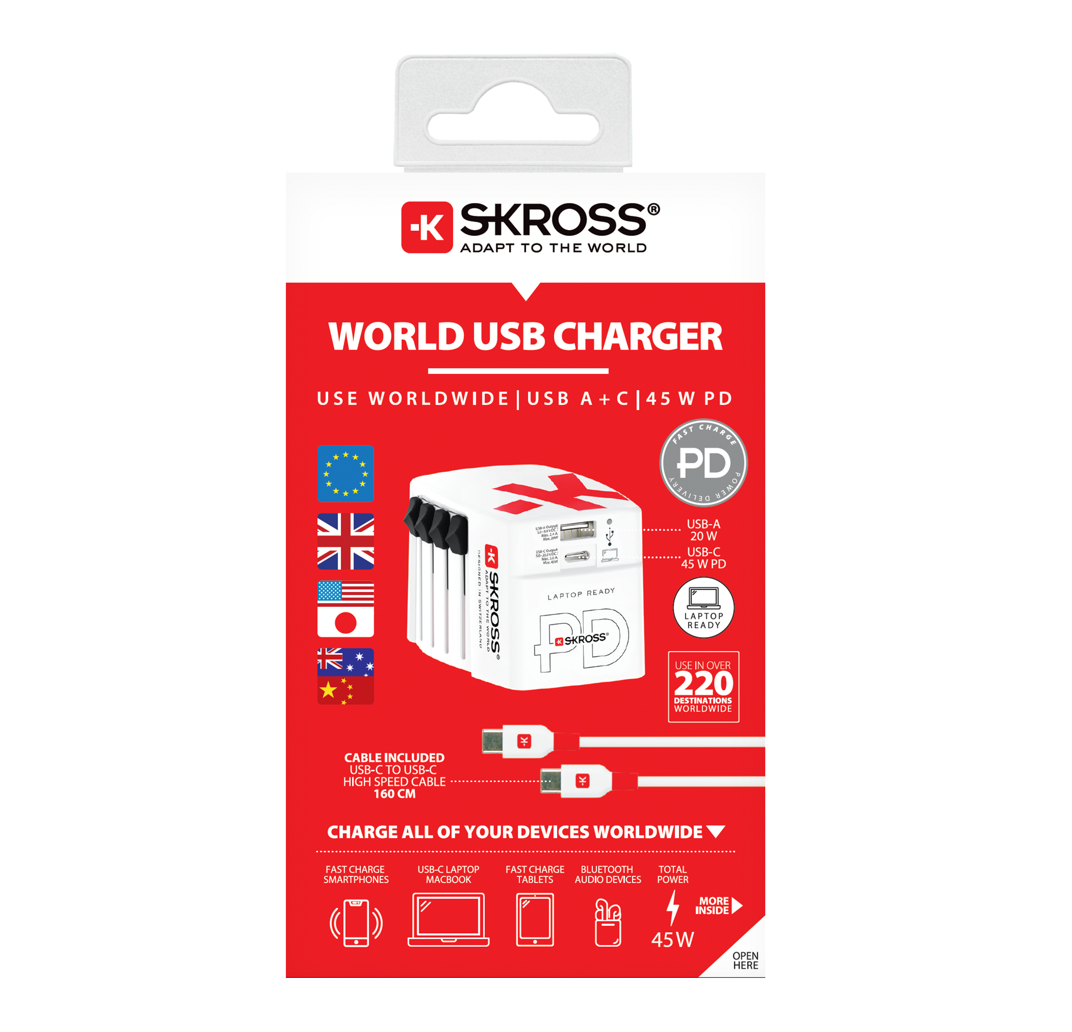 World USB Charger AC45PD - C to C cable included. Toissijaiskuva