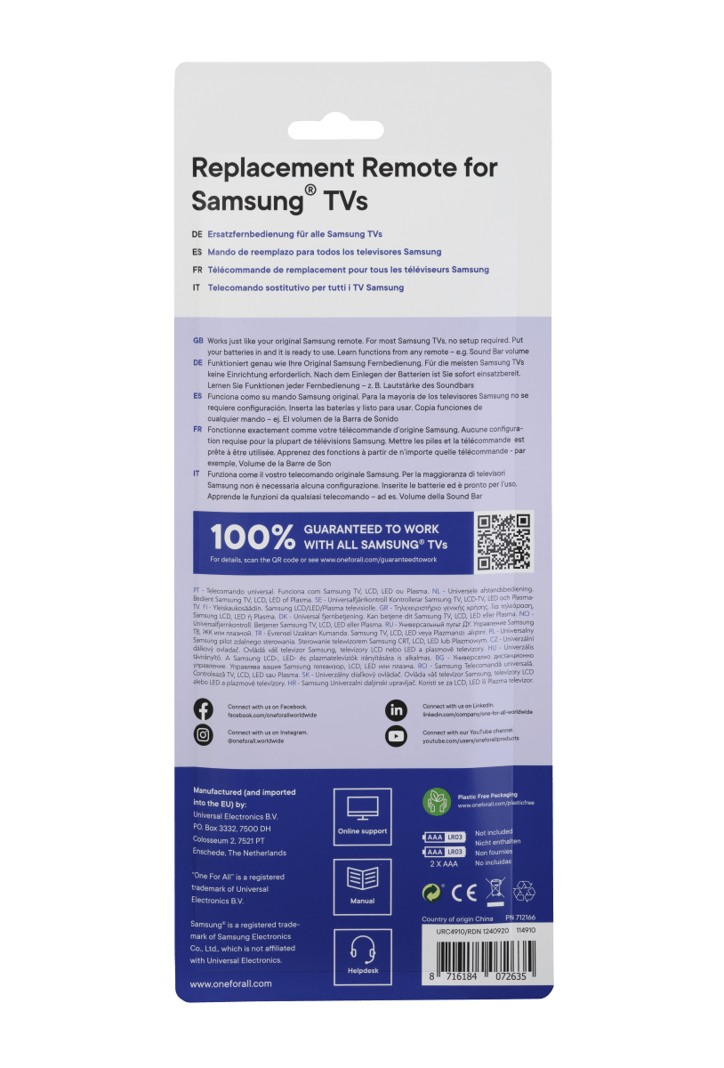 URC 4910 Yleiskaukosäädin Samsungille Toissijaiskuva