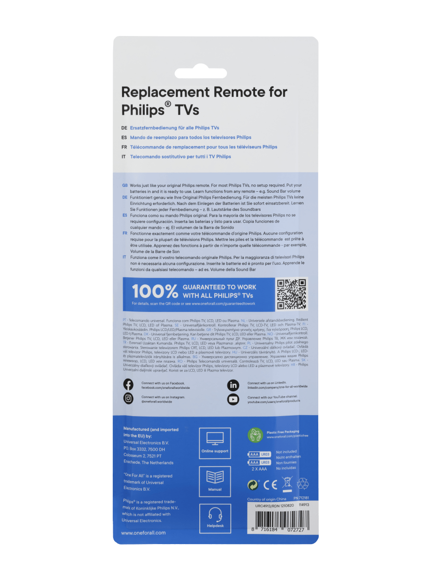 URC 4913 Yleiskaukosäädin Philips Toissijaiskuva