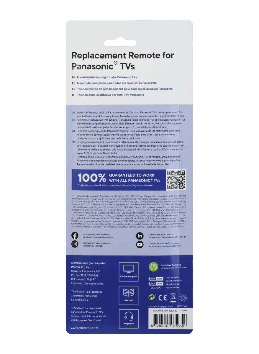 URC 4914 Yleiskaukosäädin Panasonic Toissijaiskuva